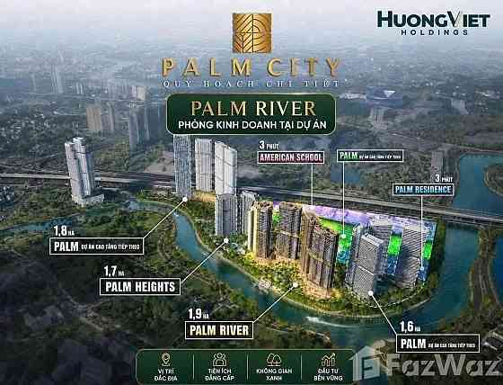 Apartemen 3-kamar untuk dijual 3+1 di tepi sungai di An Phu (District 2) Vietnam luas 90m² 9 lantai di Palm City An Phu (District 2)