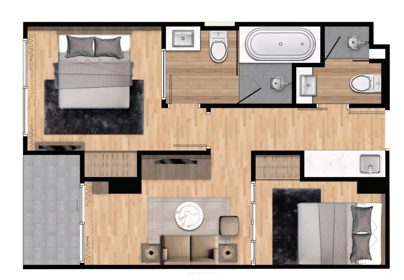 Апартамент 2-стаен 1+1 на море в Ката (Kata) Тайланд площ 52.6 м²  Ката (Kata) - снимка 9