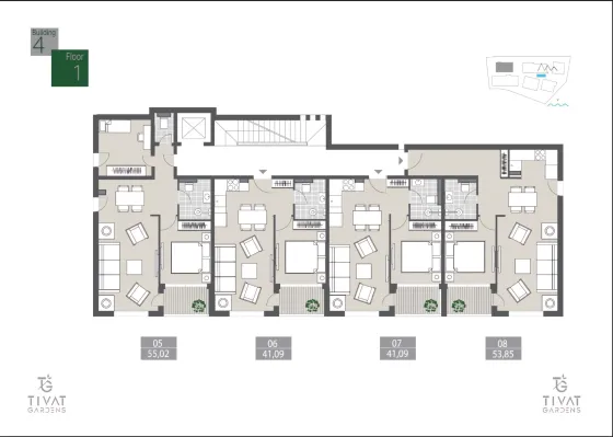 Apartment 1-room for sale by the sea in the city of Tivat Montenegro area 58m² 1 floor Tivat (city)