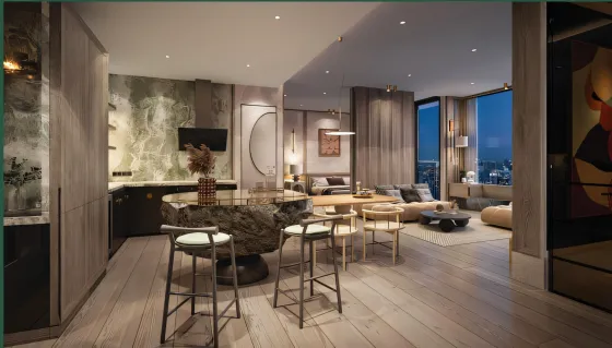 Apartemen 2 kamar untuk dijual 1+1 di Downtown Bangkok Thailand luas 31.77m² lantai 35 di Noble Form Thonglor Downtown Bangkok