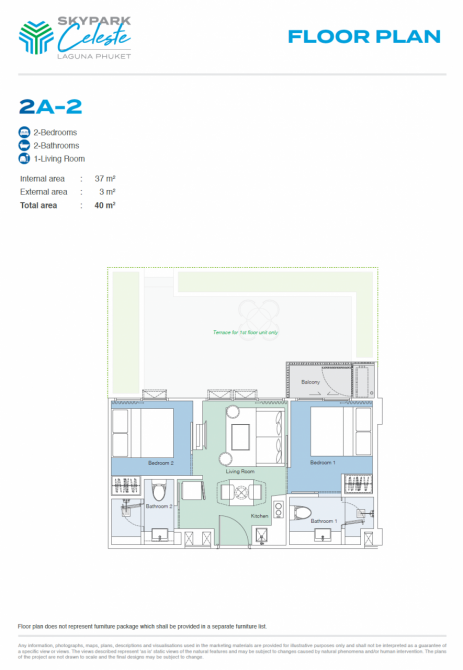 آپارتمان  1 خوابه  استودیو 1+0  در پوکت تاون (Phuket Town)  تایلند  29 متر  طبقه 2  - Skypark Celeste پوکت تاون (Phuket Town) - عکس 11