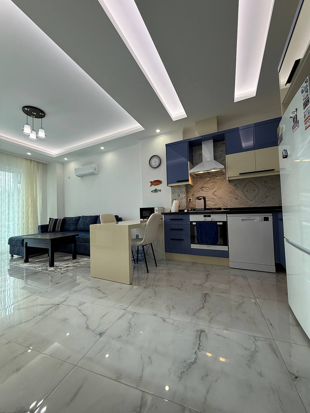 آپارتمان 1-خوابه 1+1 در کنار دریا در آلانیا (محمودلار) ترکیه 55م² 1 طبقه Blu Tower آلانیا - عکس 1