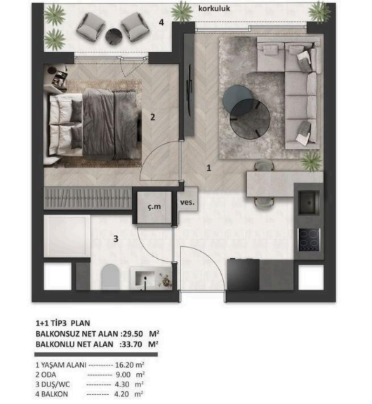 Apartment 1-room 1+1 in Antalya (downtown) (Altintas) Turkey area 41m² 3 floor Central Antalya - photo 8