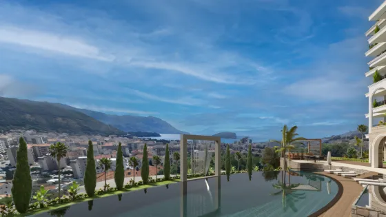 Apartamento 2 quartos à venda 1+1 junto ao mar em Budva (cidade) Montenegro área de 43.56m² andar 6 em Royal View Resort & Spa City Budva (cidade)