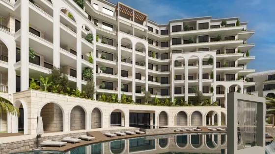 Apartamento 2 quartos à venda 1+1 junto ao mar em Budva (cidade) Montenegro área de 43.56m² andar 6 em Royal View Resort & Spa City Budva (cidade)